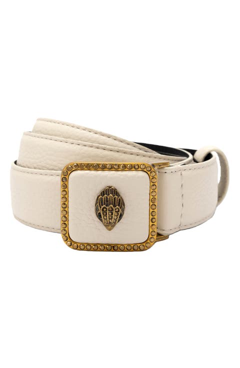 Crystal Eagle Buckle Leather Belt