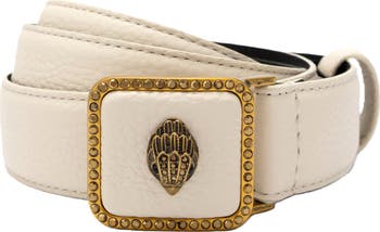 Kurt Geiger Crystal Eagle Belt Rose Gold buckle cream snake texture S/M Leather Rainbow Crystal Belt | Eagle Belt by Kurt Geiger | Kurt Geiger main image 4