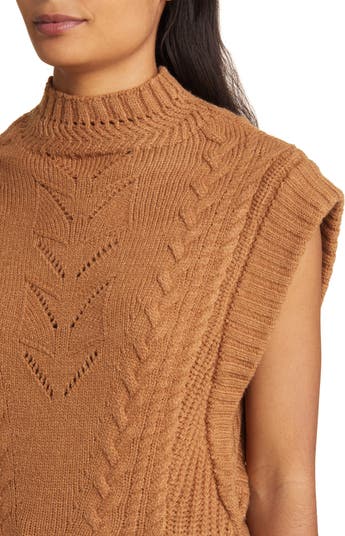 Cable Stitch Mock Neck Sweater Vest