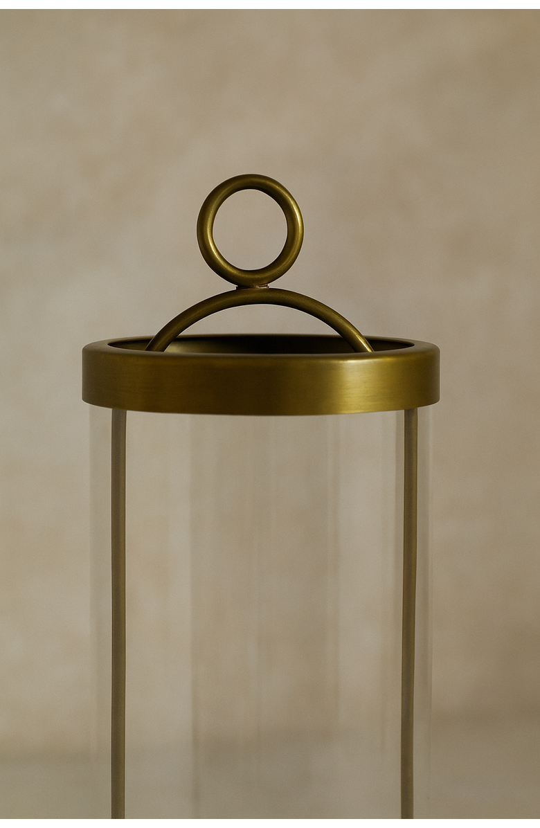 Raiz Studio Orbit Hurricane Holder, Alternate, color, Antique Brass