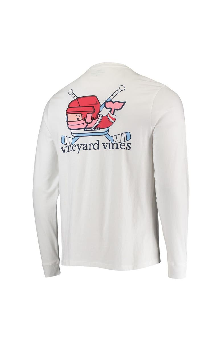 vineyard vines Men's Vineyard Vines White Detroit Red Wings Hockey Helmet Pocket Long Sleeve T-Shirt, Alternate, color, 