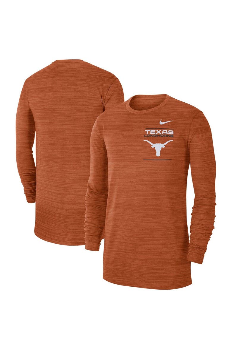 Men's Nike Texas Orange Texas Longhorns 2021 Sideline Velocity Performance Long Sleeve T-Shirt, Alternate, color, Burnt Orange