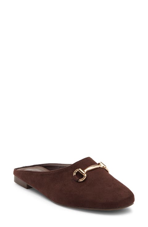 Paisley Faux Suede Flat Mule