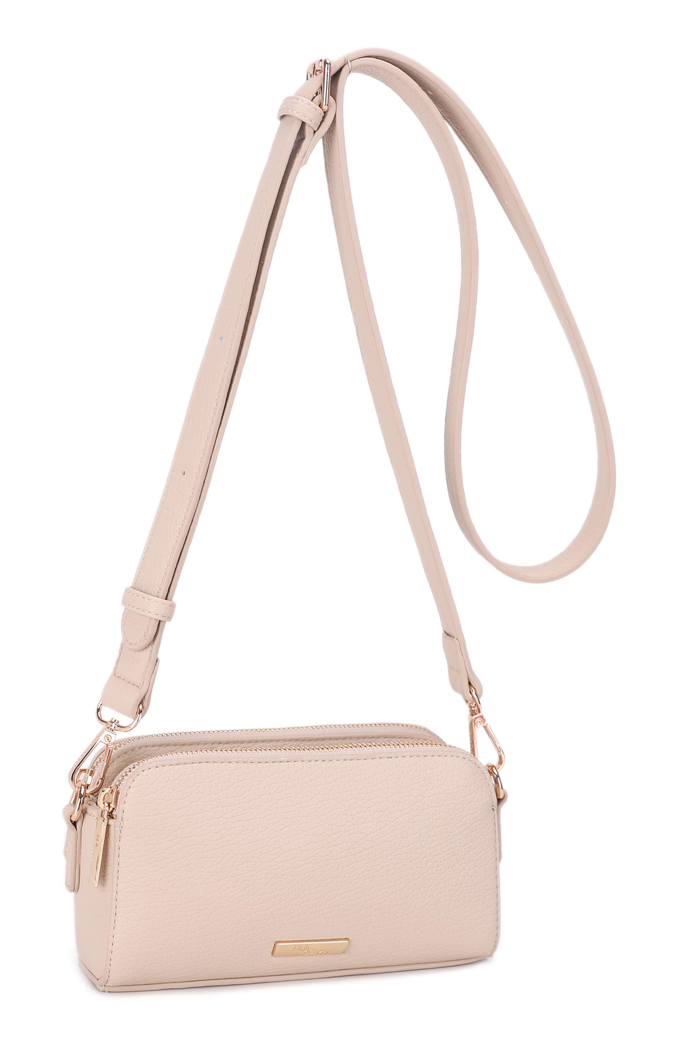 Clara Small Faux Leather Crossbody Bag, Main, color, BONE