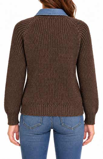 Chunky Two-Fer V-Neck Sweater