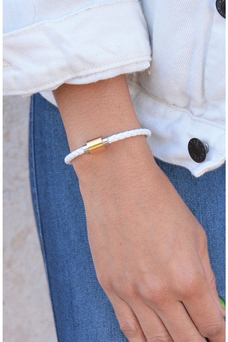 Woven Leather Bracelet, Alternate, color, SNOW WHITE