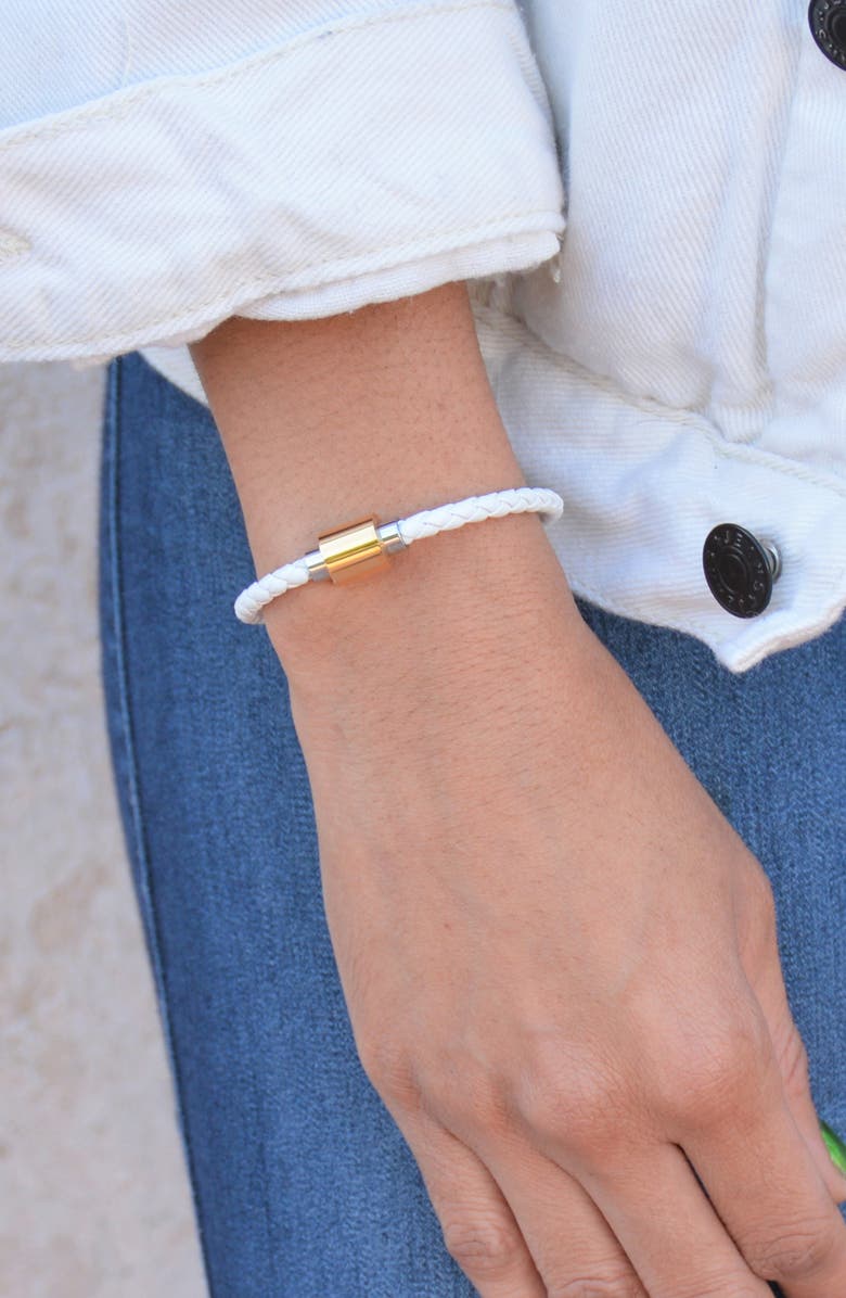 Liza Schwartz Woven Leather Bracelet, Alternate, color,