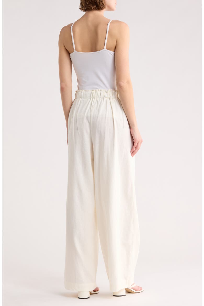 Side Tab Linen Blend Pants, Alternate, color, WHITE