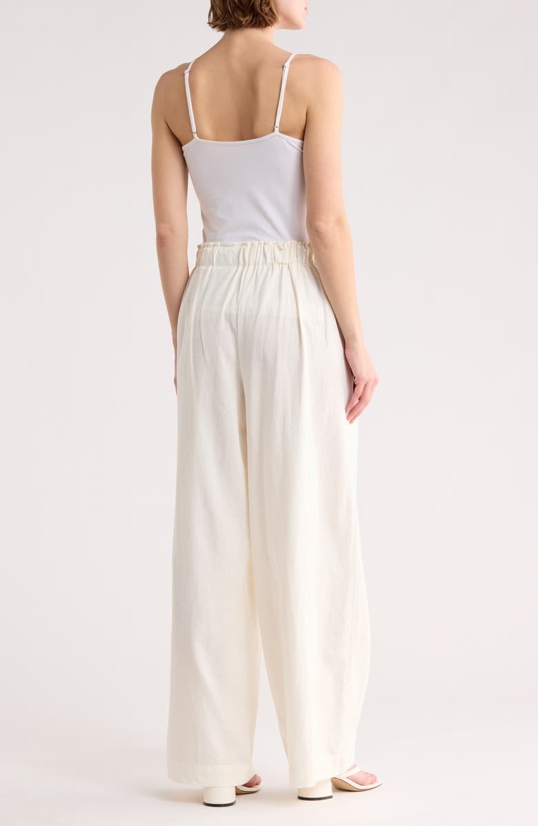 MAX STUDIO Side Tab Linen Blend Pants, Alternate, color, White