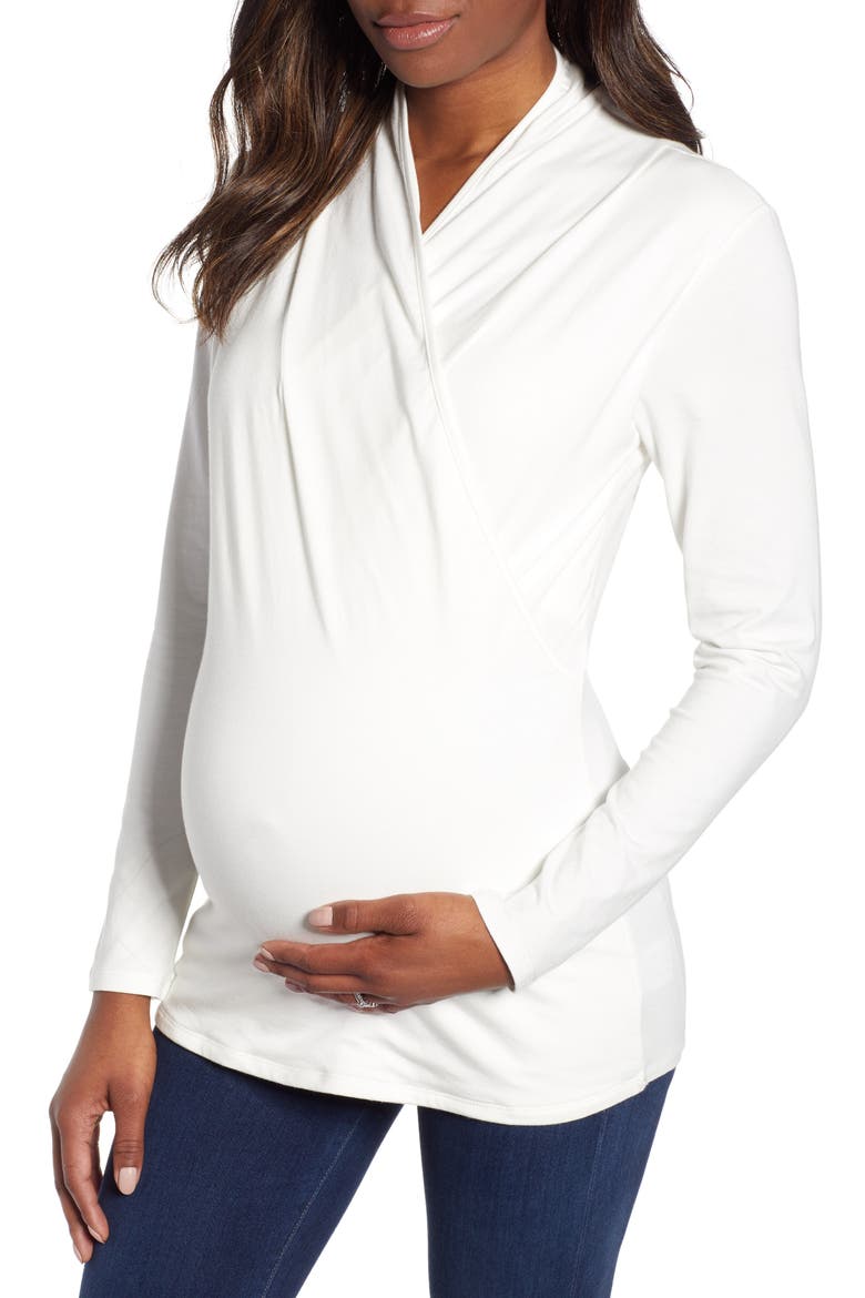 Maternity/Nursing Top, Main, color, WHITE