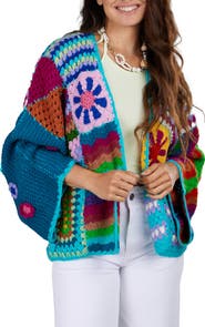 SAACHI Mixed Pattern Crocheted Cardigan