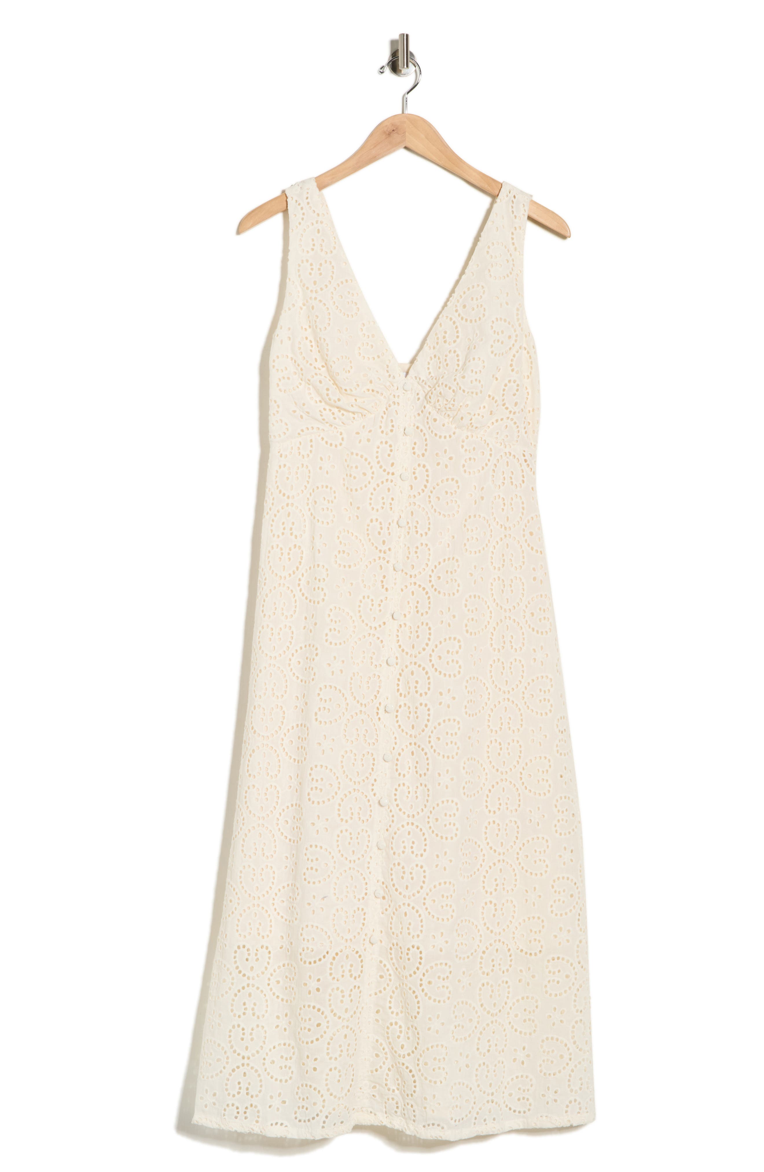FRNCH Crista Embroidered Eyelet Cotton A-Line Dress