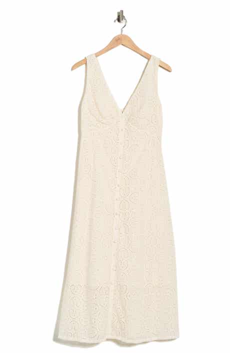 FRNCH Crista Embroidered Eyelet Cotton A-Line Dress
