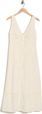 FRNCH Crista Embroidered Eyelet Cotton A-Line Dress