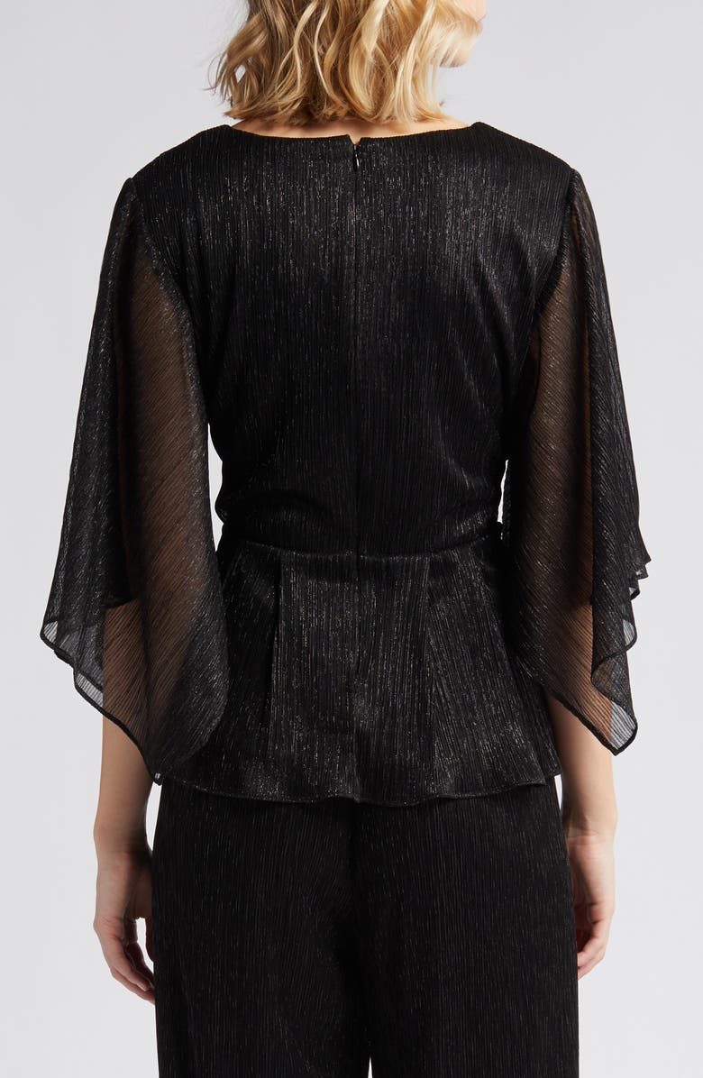 Alex Evenings Tie Waist Metallic Chiffon Top, Alternate, color, 