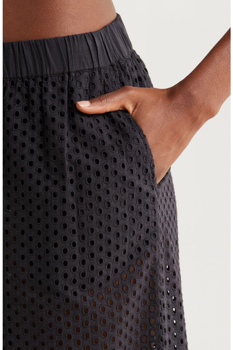 The Delaney Open Knit Cotton Cover-Up Pants, Alternate, color, NOIR