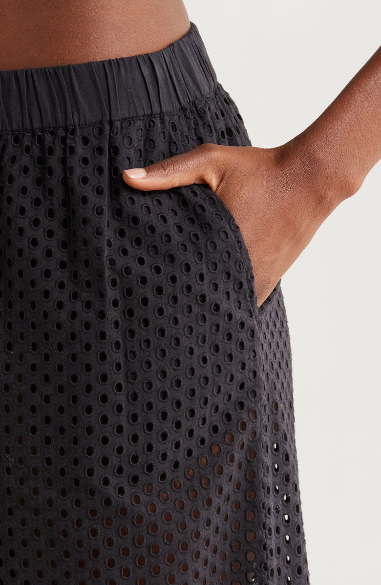 Solid & Striped The Delaney Open Knit Cotton Cover-Up Pants, Alternate, color, Noir