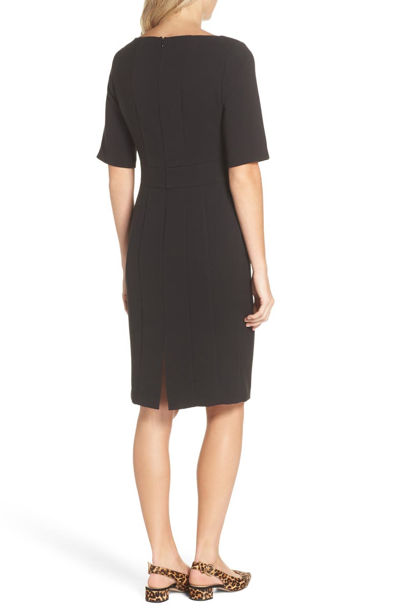 Eliza J Bateau Neck Crepe Sheath Dress, Alternate, color, 