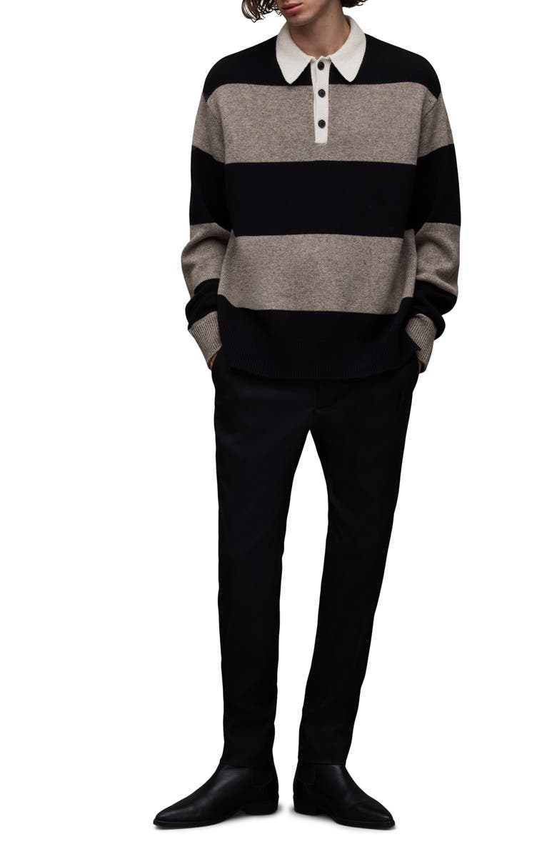 AllSaints Jax Stripe Wool & Cotton Polo Sweater, Alternate, color,