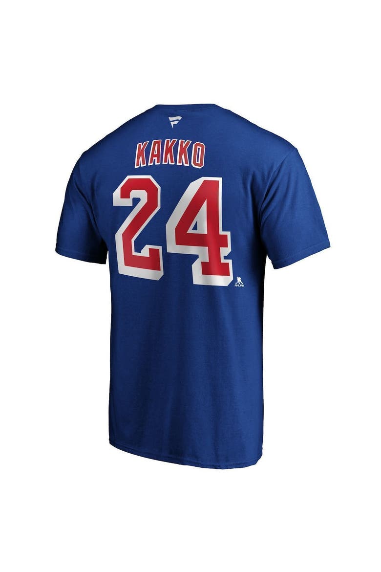Men's Fanatics Branded Kaapo Kakko Blue New York Rangers Player Authentic Stack Name & Number T-Shirt, Alternate, color, BLUE