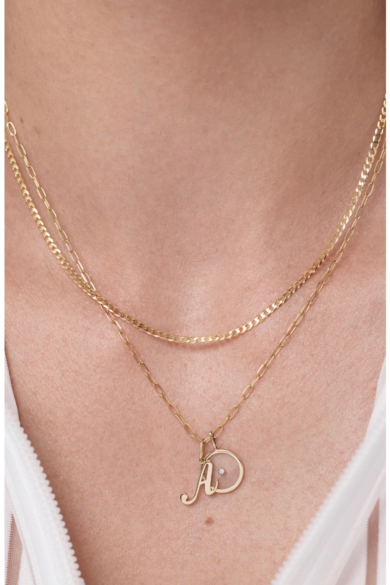 Solid Yellow Gold - Mini Curb Chain Necklace, Alternate, color, Gold