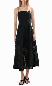MANGO Cutwork Embroidery Midi Dress