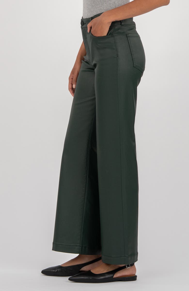KUT from the Kloth Meg Coated High Waist Wide Leg Ankle Jeans, Alternate, color, Forest