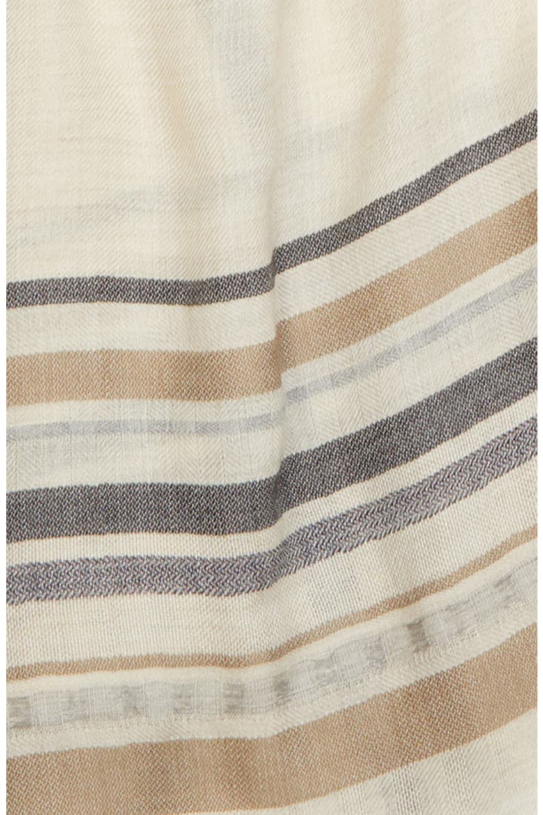 Helmina Stripe Cashmere Fringe Scarf, Alternate, color, RU7704 NATURAL