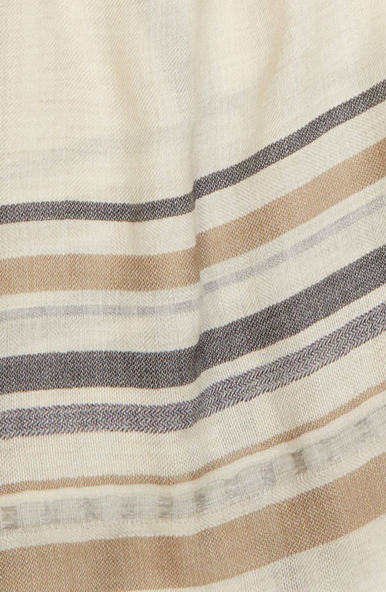 Johnstons of Elgin Helmina Stripe Cashmere Fringe Scarf, Alternate, color, Ru7704 Natural