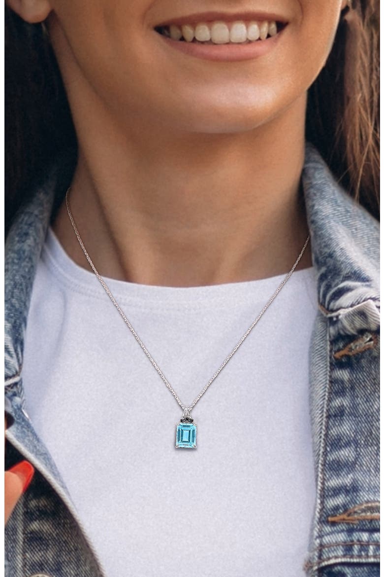 Sky Blue Topaz & Black Sapphire Pendant Necklace, Alternate, color, BLUE