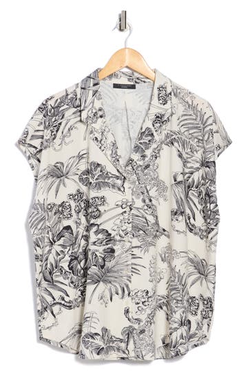 T Tahari Patterned Camp Shirt