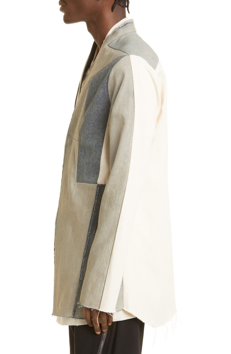 Rick Owens Fogachine Larry Patchwork Denim Shirt, Alternate, color,