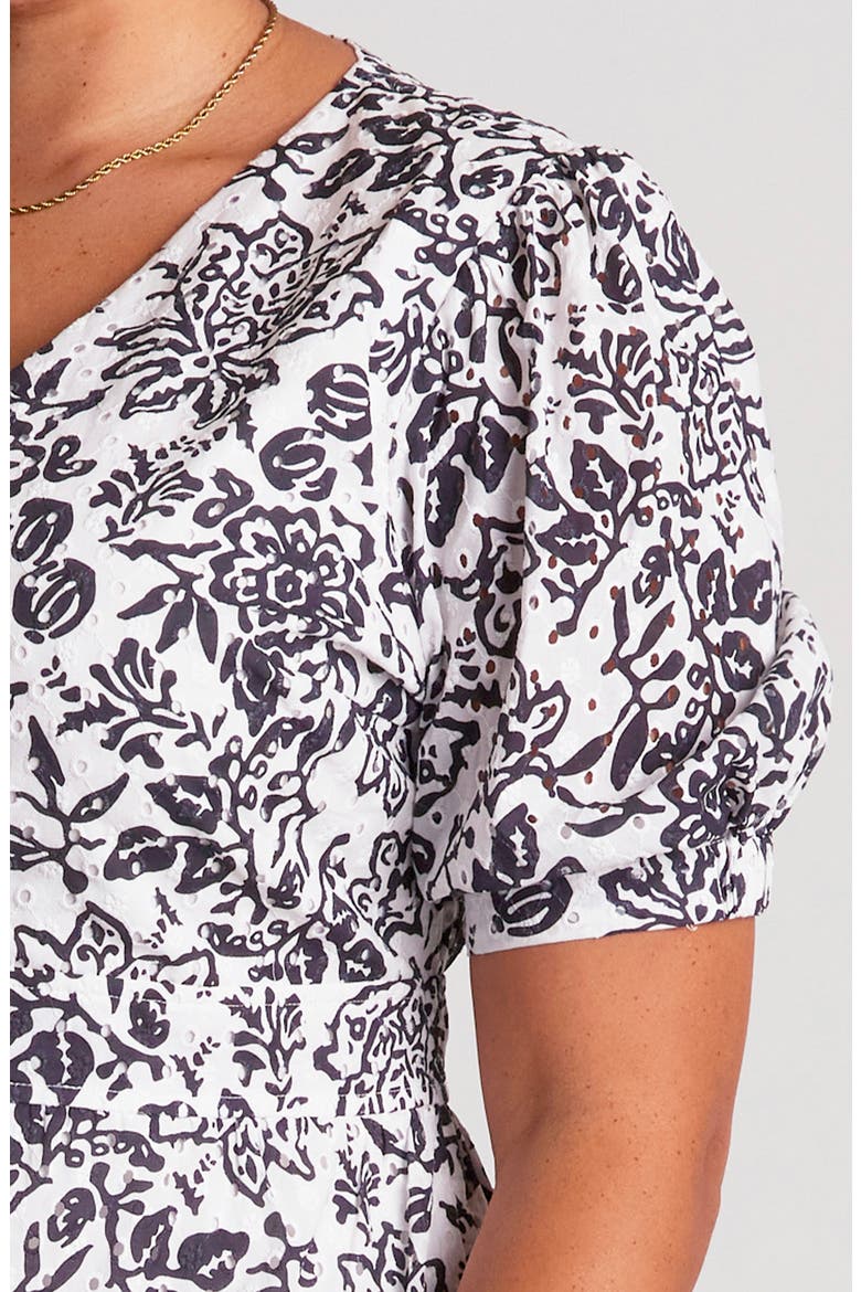 La Rosette Floral Cotton Eyelet Dress, Alternate, color, BLACK/ MILK