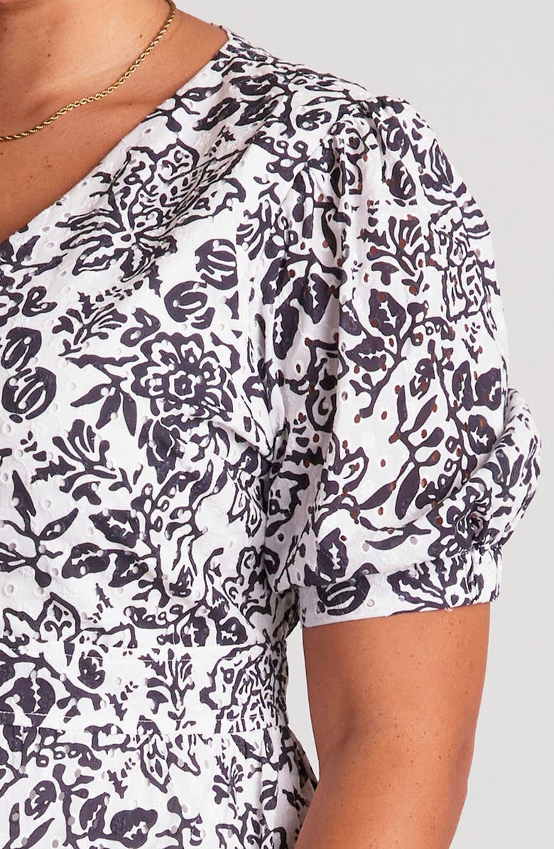 Estelle La Rosette Floral Cotton Eyelet Dress, Alternate, color, Black/ Milk