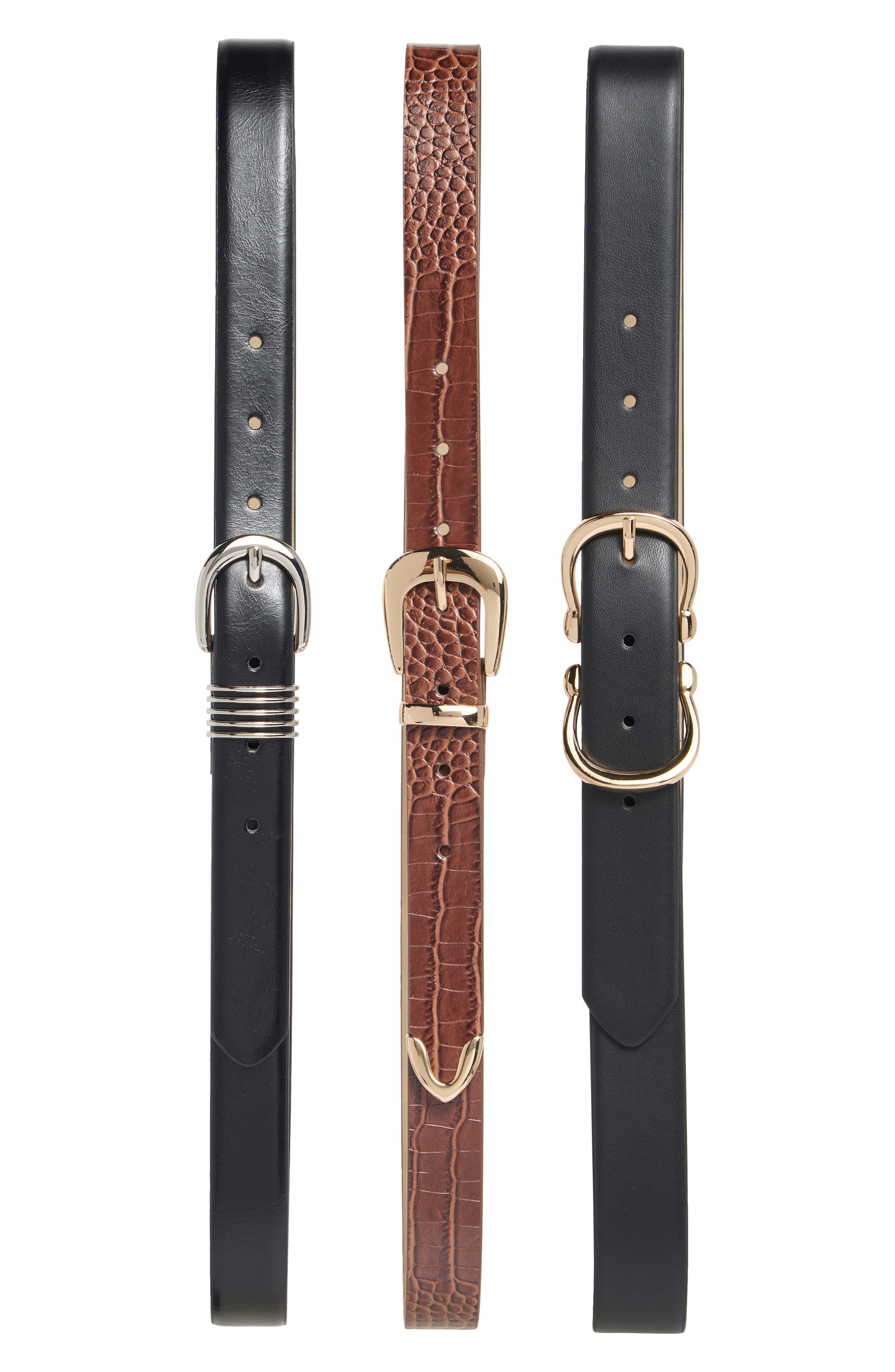 3-for-1 Assorted Faux Leather Belts