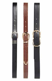 3-for-1 Assorted Faux Leather Belts