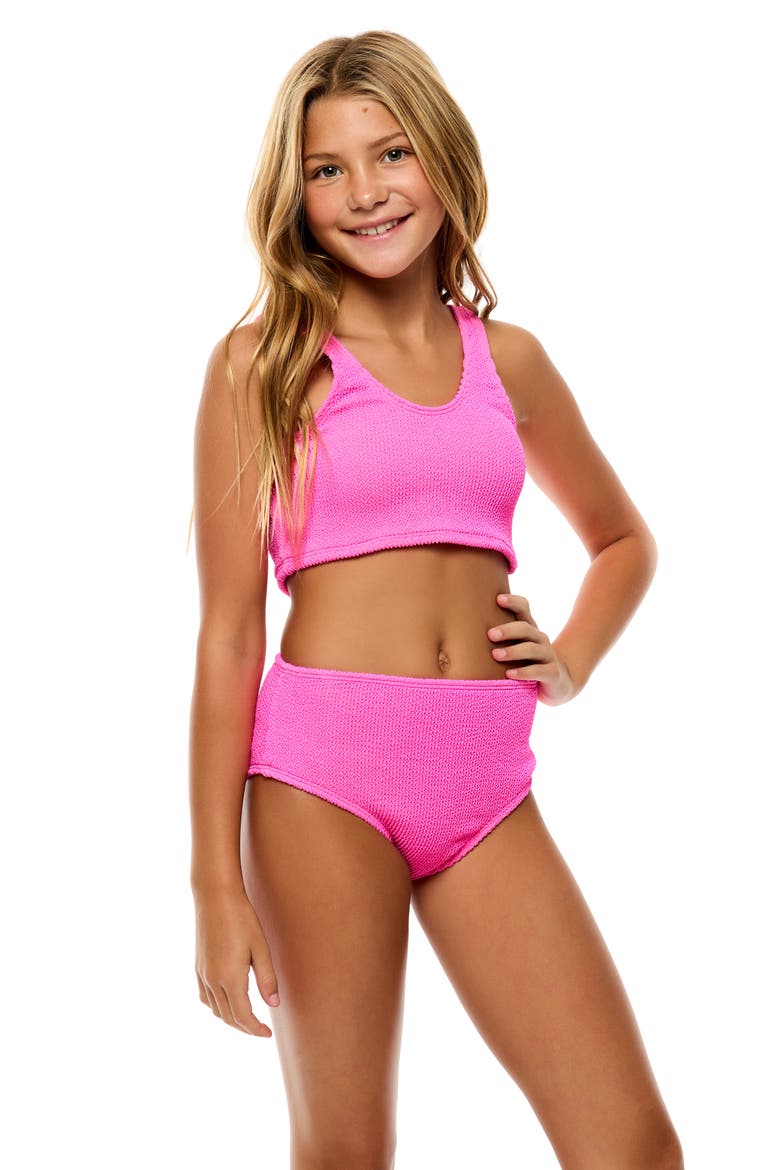 Kids' Textured Two-Piece Swimsuit, Alternate, color, SHY PINK