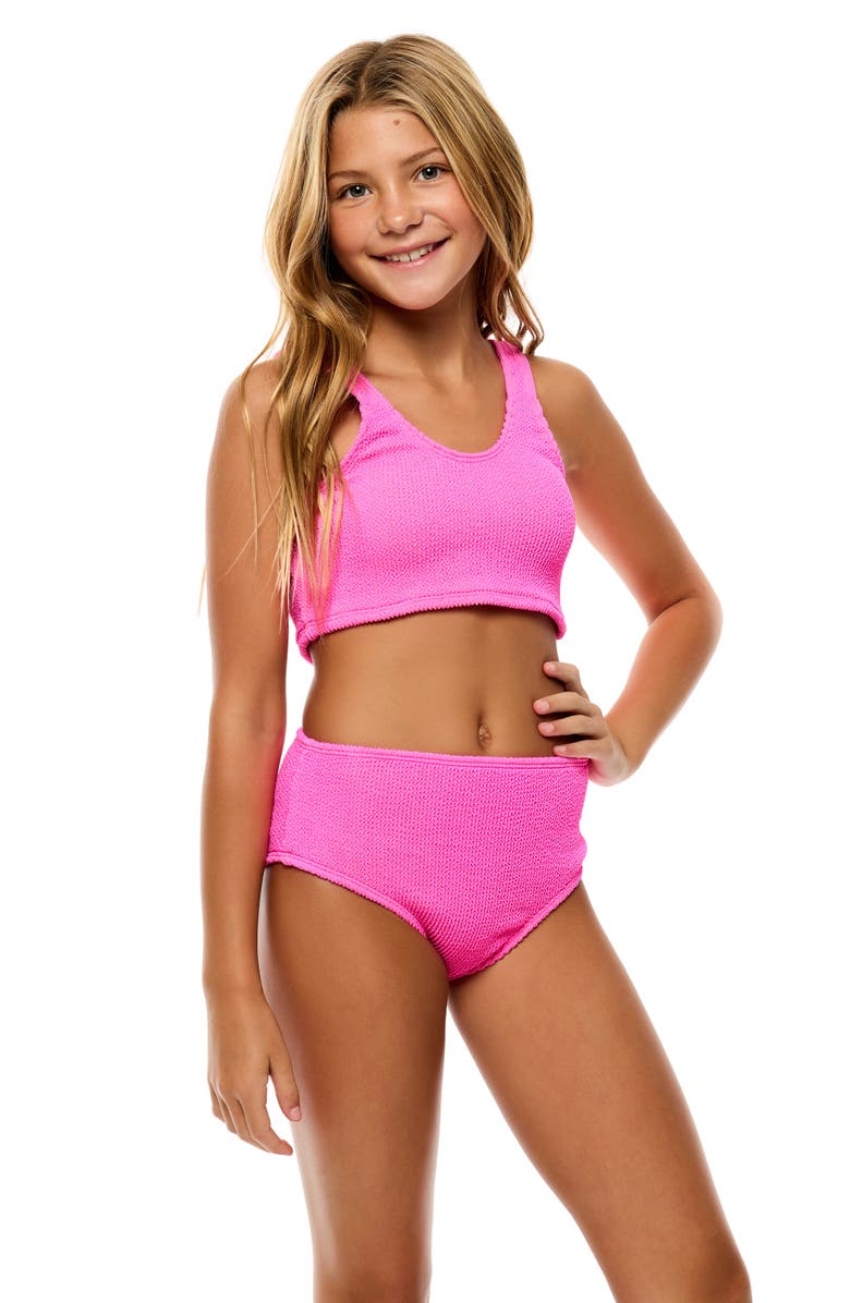 Beach Lingo Kids' Textured Two-Piece Swimsuit, Alternate, color, Shy Pink