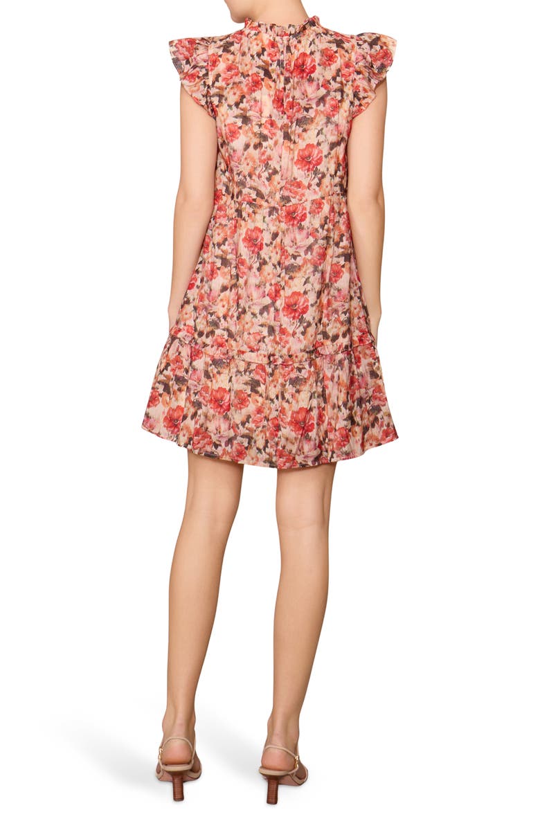 MELLODAY Floral Flutter Sleeve Tiered Dress, Alternate, color, Ivory Multi