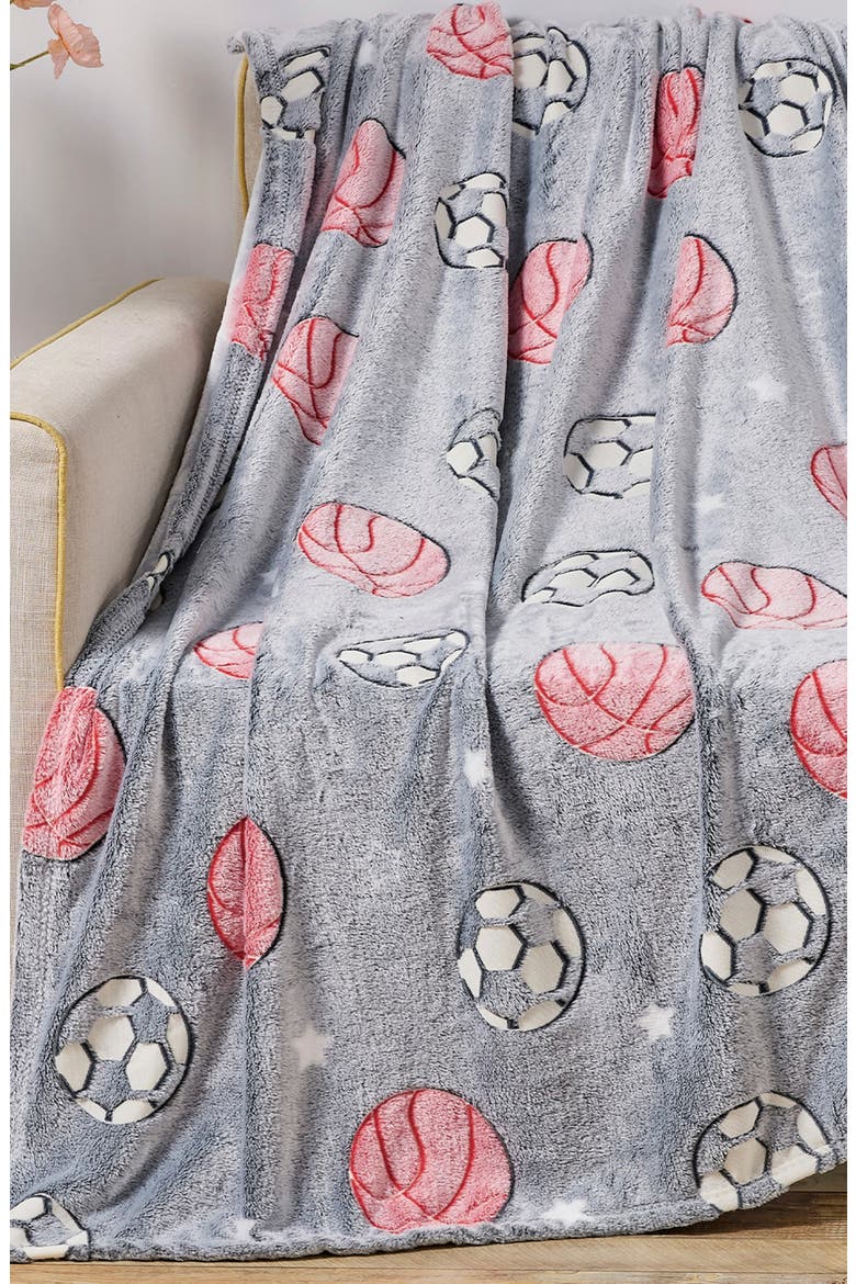 Glow-in-the-Dark Fleece Throw Blanket, Alternate, color, ALL-STAR