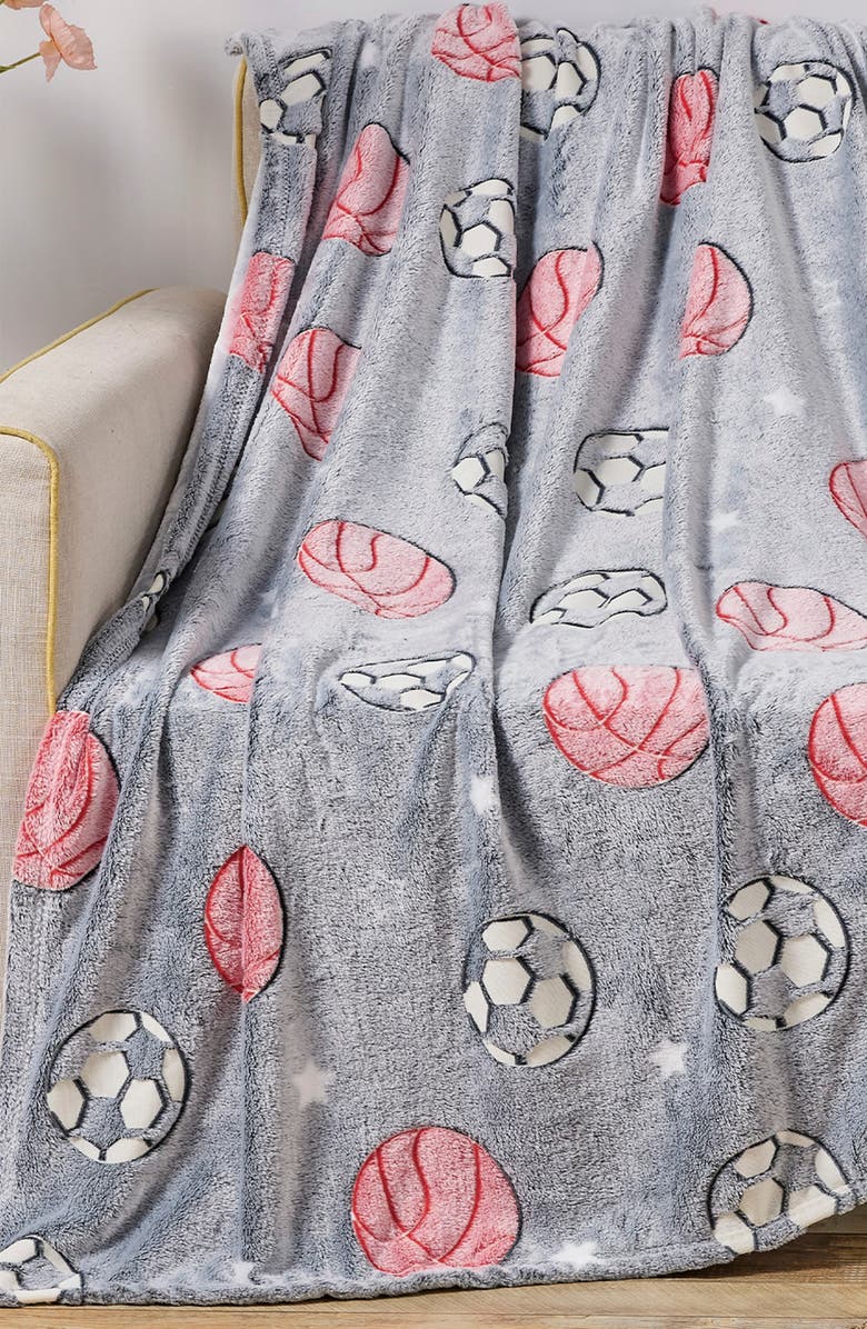 Luxury Home Glow-in-the-Dark Fleece Throw Blanket, Alternate, color, All-Star