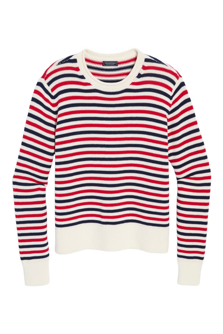 Stripe Cotton Roll Neck Sweater, Alternate, color, RWB STRIPE