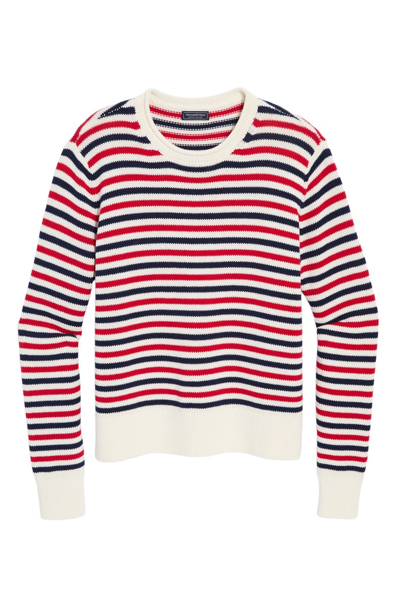 vineyard vines Stripe Cotton Roll Neck Sweater, Alternate, color, Rwb Stripe