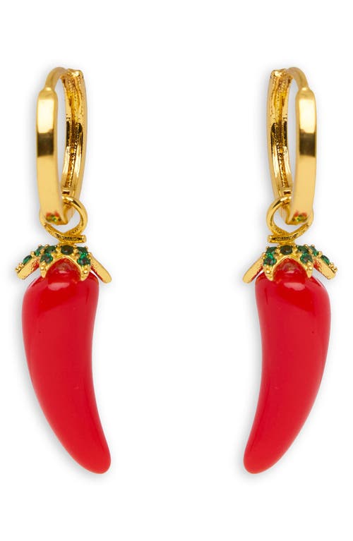 Saachi Chili Pepper Charm Huggie Earrings In Gold