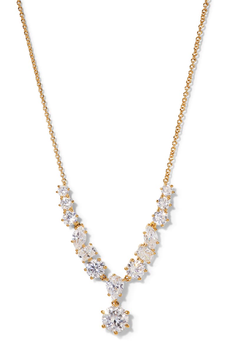 Beatrix Mixed Cubic Zirconia Frontal Necklace, Main, color, GOLD