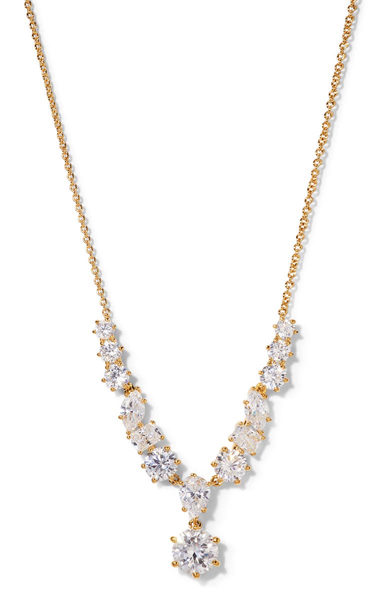 Nadri Beatrix Mixed Cubic Zirconia Frontal Necklace, Main, color, Gold