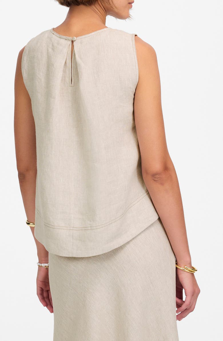 Madewell Pleated Linen Sleeveless Shell Top, Alternate, color, Oat