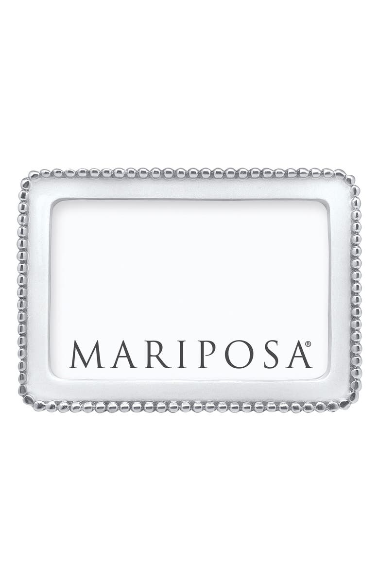 Mariposa Beaded Sand Cast Aluminum Picture Frame, Main, color, White