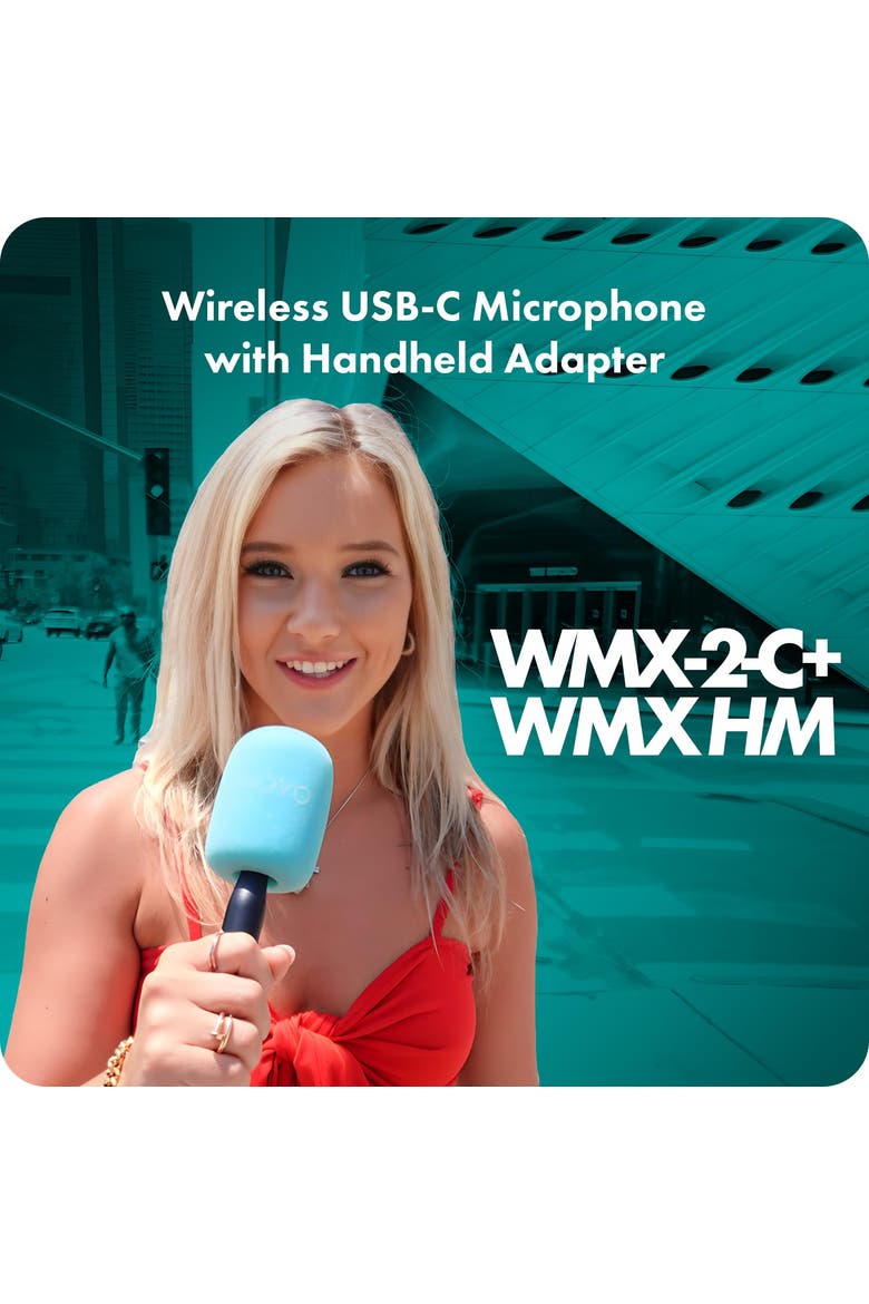 WMX-2-C USB-C Wireless Lavalier Microphone for iPhone 15/Android/USB C Devices with WMX-HM Handheld Adapter, Alternate, color, Black