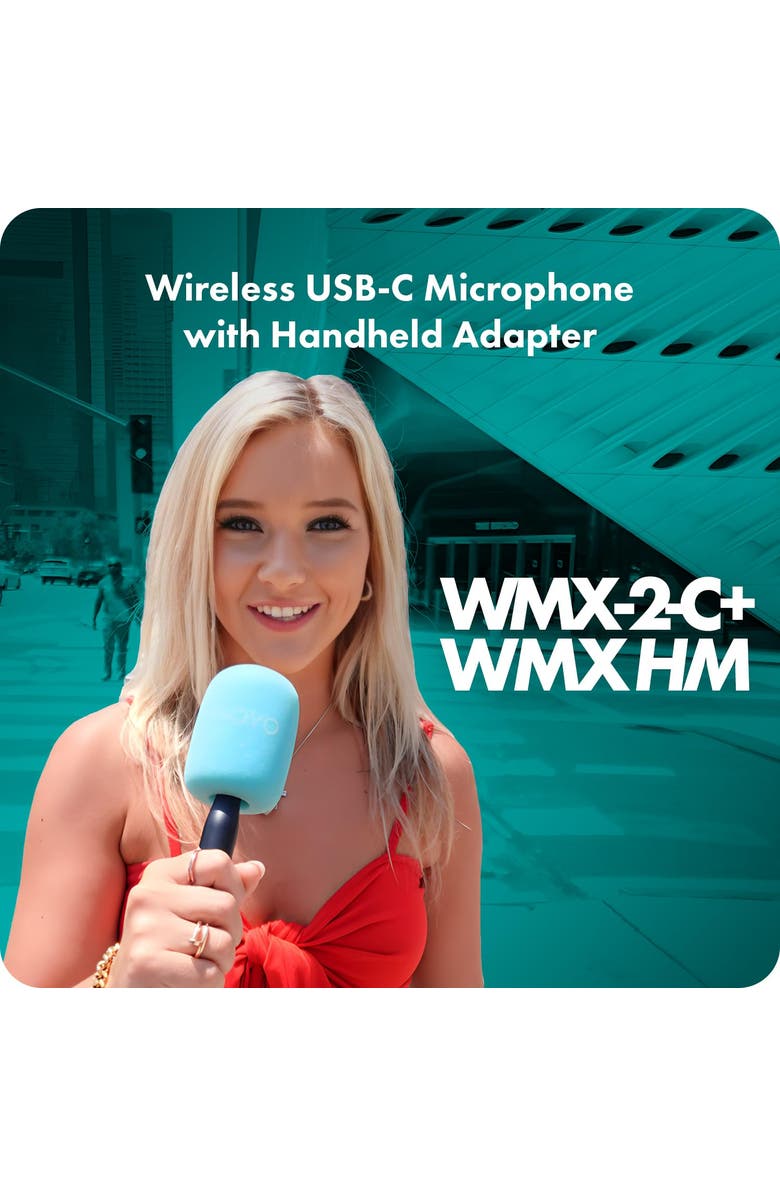 MOVO WMX-2-C USB-C Wireless Lavalier Microphone for iPhone 15/Android/USB C Devices with WMX-HM Handheld Adapter, Alternate, color, Black